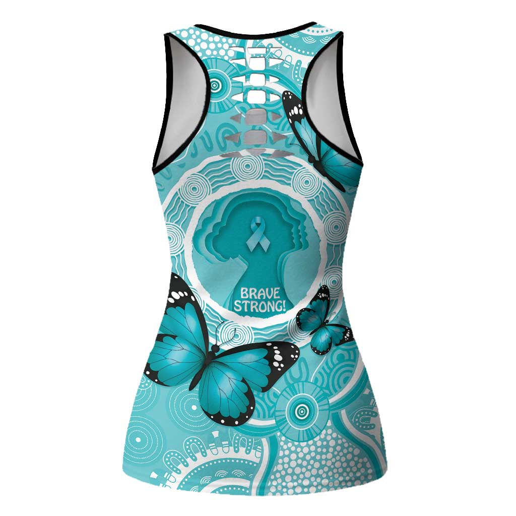 Australia Cervical Cancer Awareness Hollow Tank Top Aboriginal Brave Strong Butterfly - Aussie Hoodie