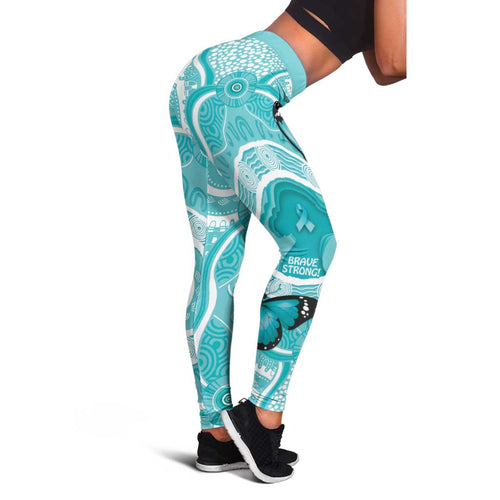 Australia Cervical Cancer Awareness Leggings Aboriginal Brave Strong Butterfly - Aussie Hoodie