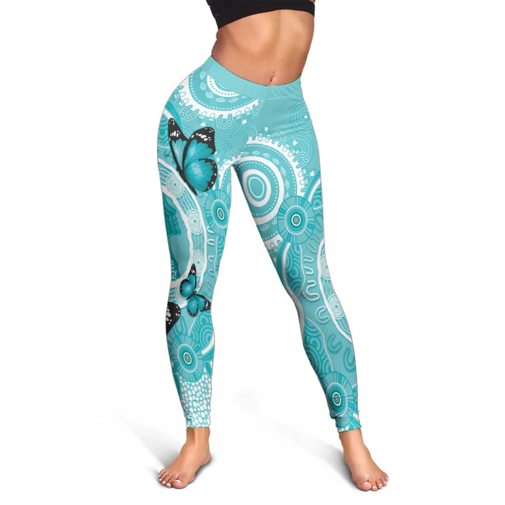 Australia Cervical Cancer Awareness Leggings Aboriginal Brave Strong Butterfly - Aussie Hoodie