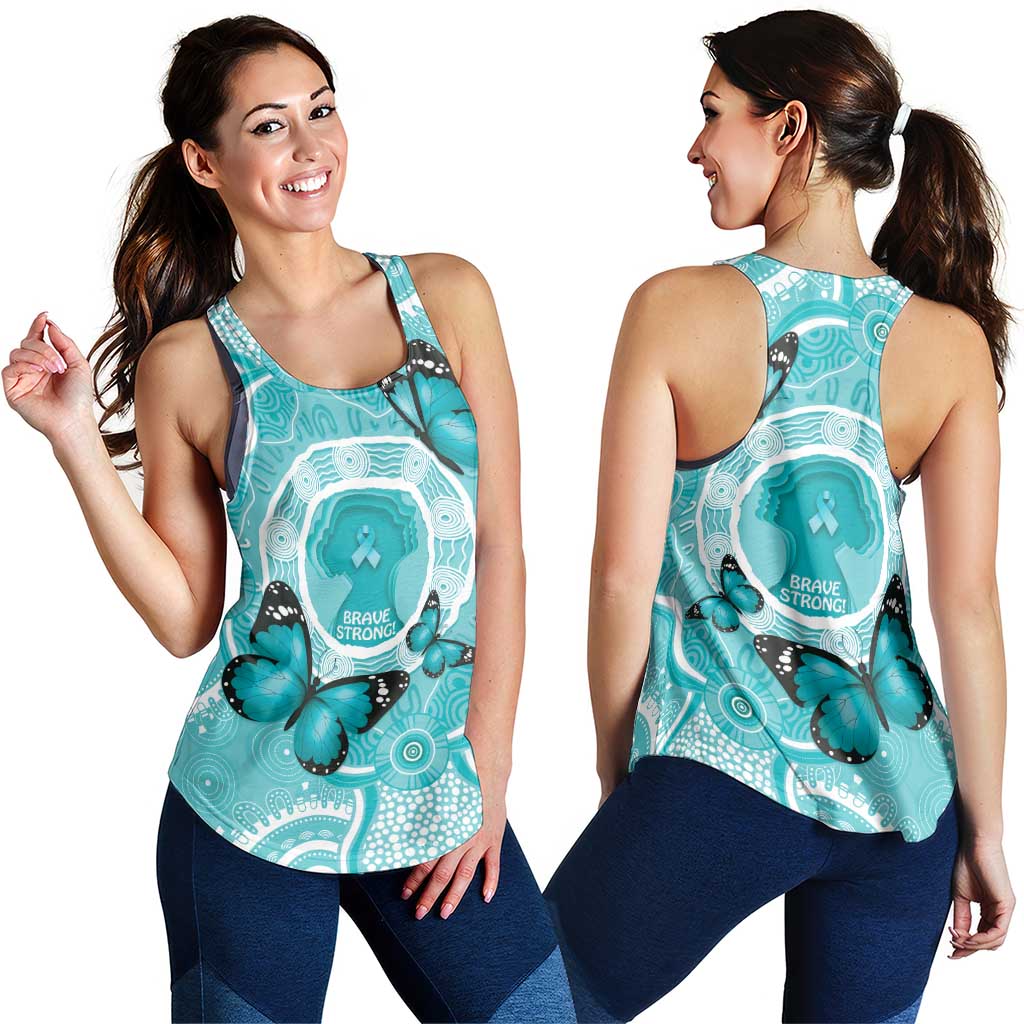 Australia Cervical Cancer Awareness Women Racerback Tank Aboriginal Brave Strong Butterfly - Aussie Hoodie