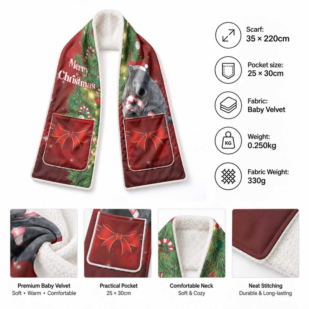 Australia Christmas Pocket Scarf Merry Xmas Wombat Santa