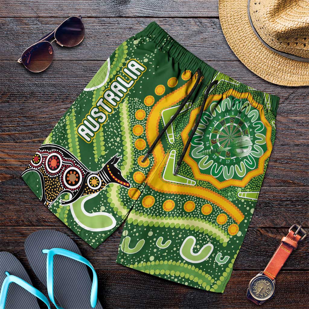 Australia Darts Shorts for Men Aboriginal Dot Art Boomerang Indigenous Style Graphic
