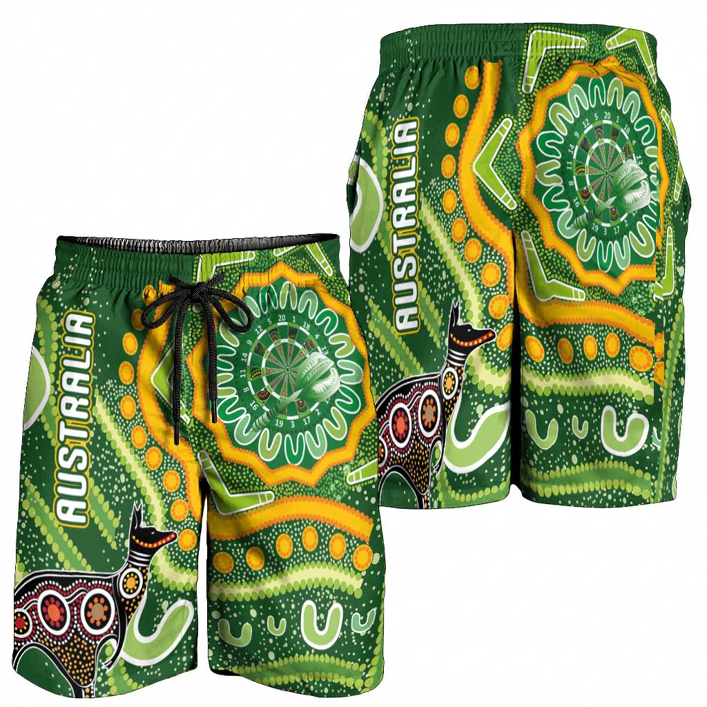 Australia Darts Shorts for Men Aboriginal Dot Art Boomerang Indigenous Style Graphic