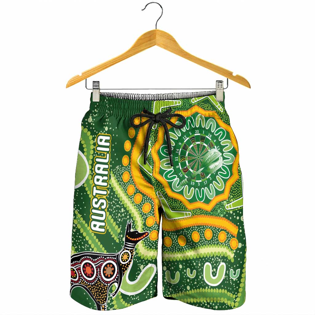 Australia Darts Shorts for Men Aboriginal Dot Art Boomerang Indigenous Style Graphic
