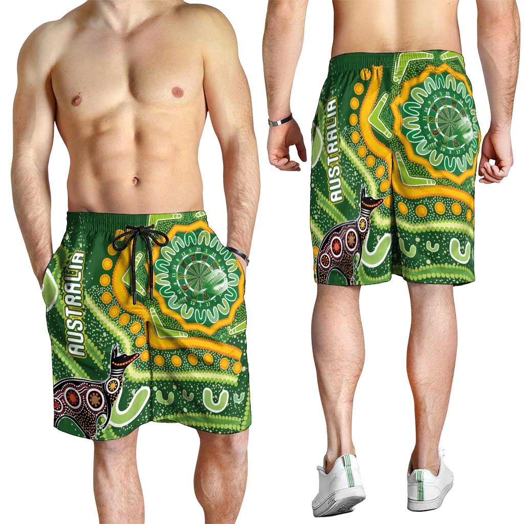 Australia Darts Shorts for Men Aboriginal Dot Art Boomerang Indigenous Style Graphic