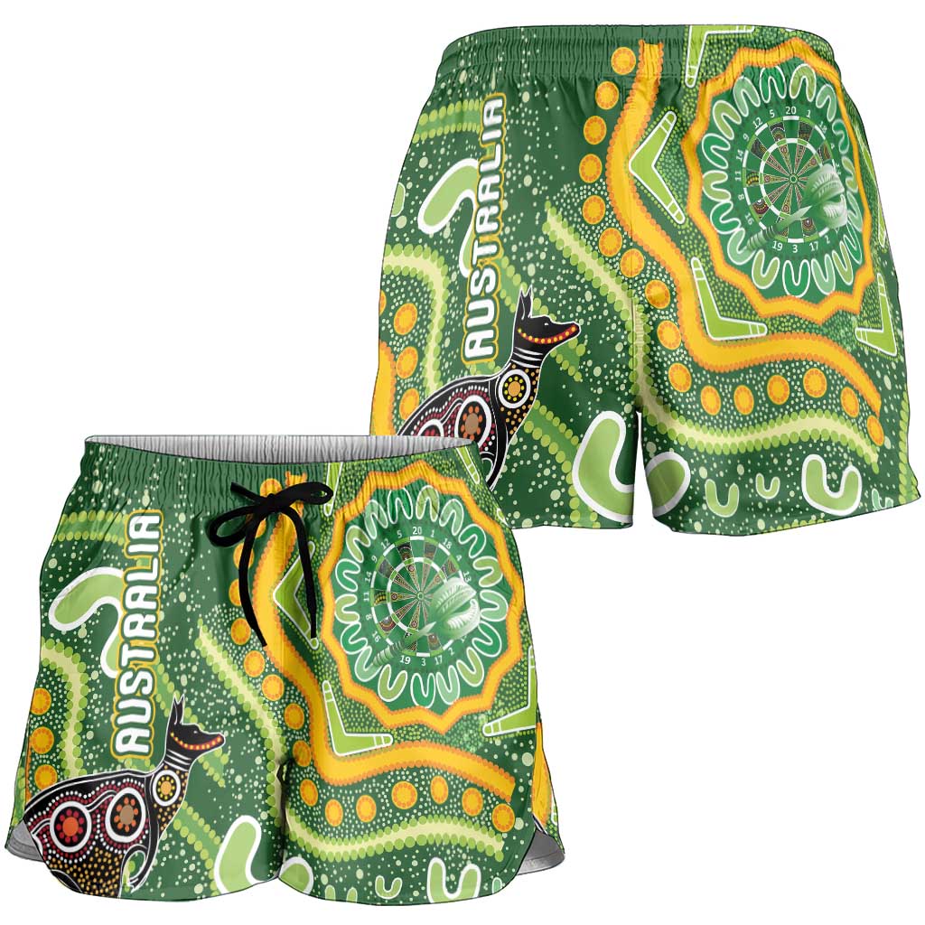 Australia Darts Shorts for Women Aboriginal Dot Art Boomerang Indigenous Style Graphic