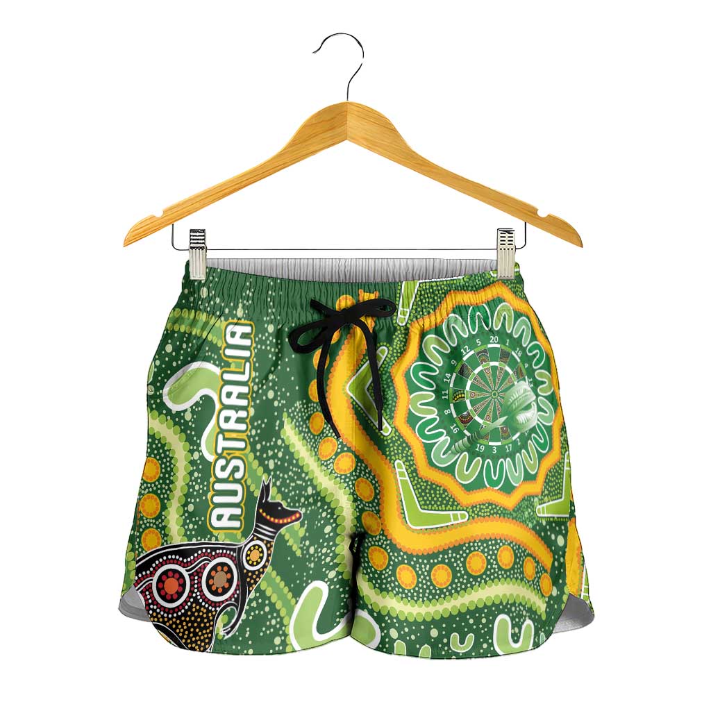 Australia Darts Shorts for Women Aboriginal Dot Art Boomerang Indigenous Style Graphic