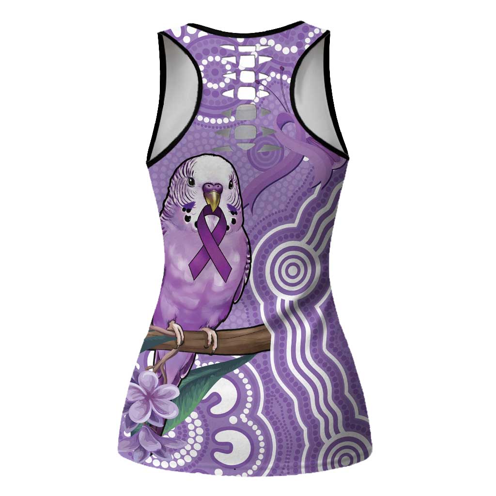 Australia Epilepsy Awareness Hollow Tank Top Purple Budgerigar Plumeria Aboriginal - Aussie Hoodie