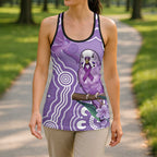 Australia Epilepsy Awareness Hollow Tank Top Purple Budgerigar Plumeria Aboriginal - Aussie Hoodie