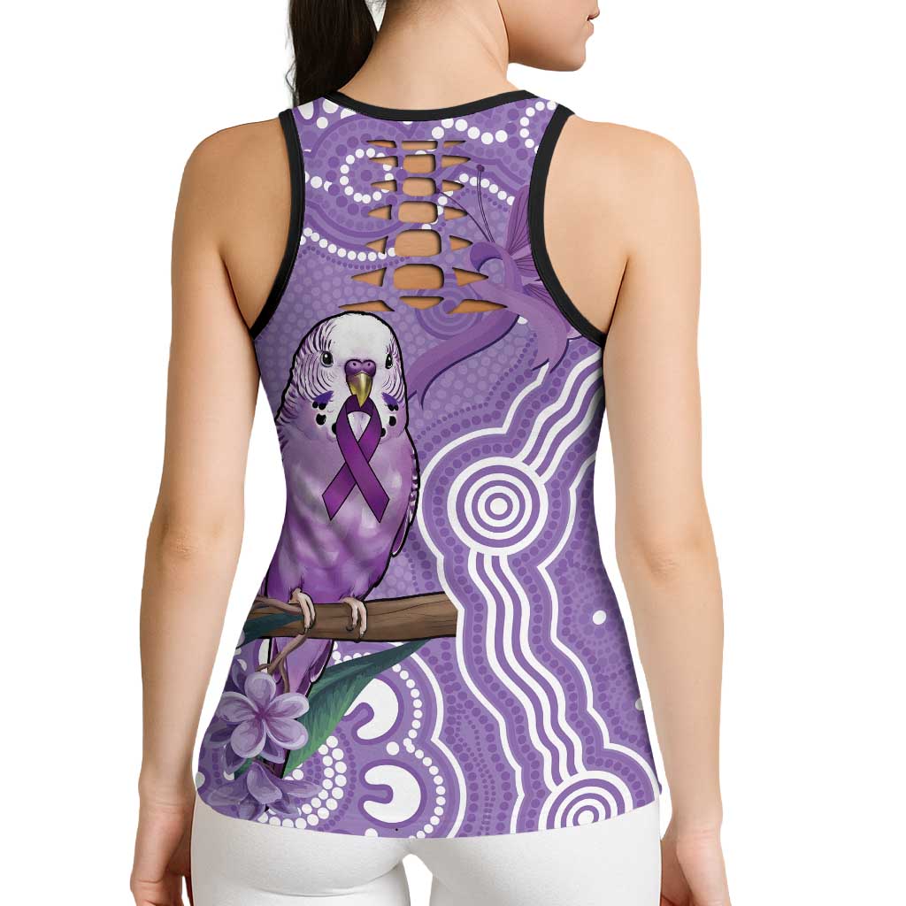 Australia Epilepsy Awareness Hollow Tank Top Purple Budgerigar Plumeria Aboriginal - Aussie Hoodie