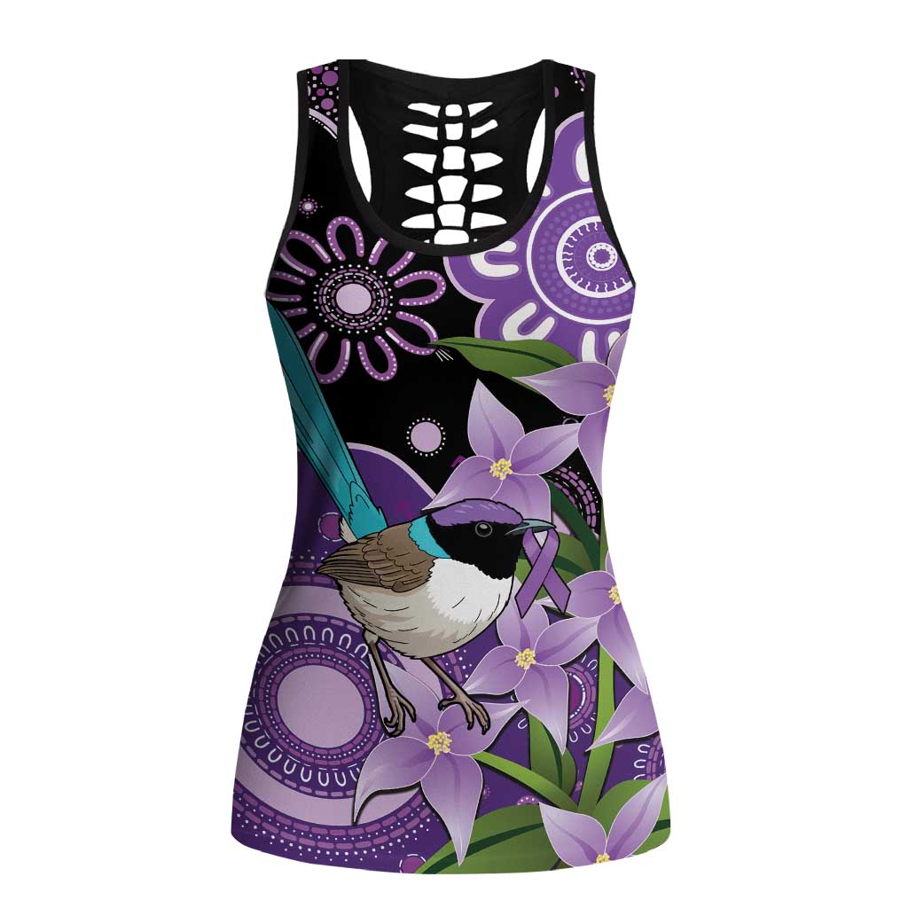 Australia Epilepsy Awareness Hollow Tank Top Purple-crowned Fairywren Boronia Aboriginal - Aussie Hoodie