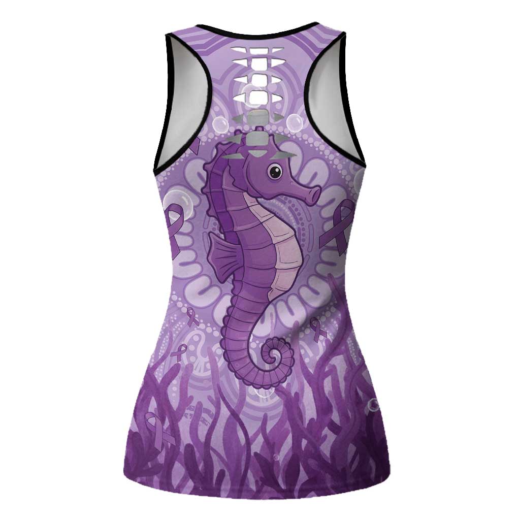 Australia Epilepsy Awareness Hollow Tank Top Seahorse Think Purple Ribbon Aboriginal - Aussie Hoodie