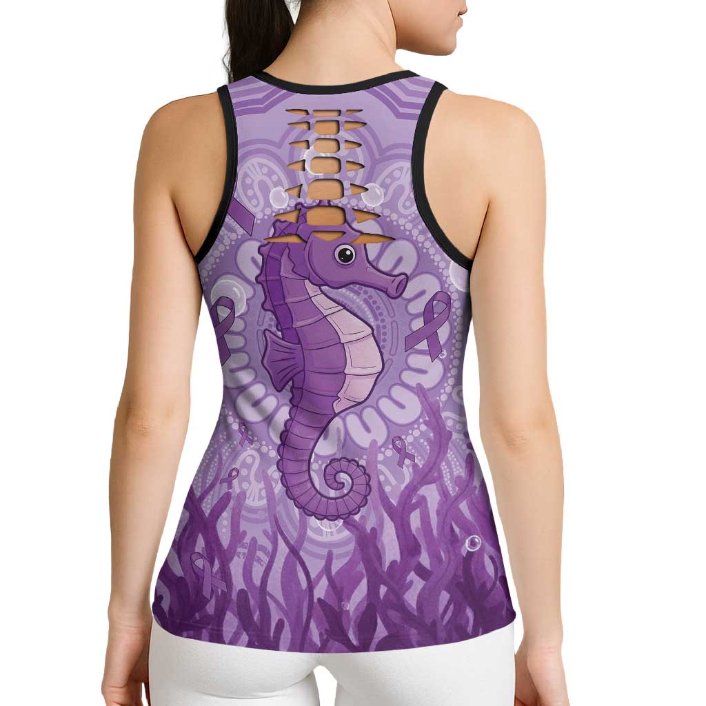 Australia Epilepsy Awareness Hollow Tank Top Seahorse Think Purple Ribbon Aboriginal - Aussie Hoodie