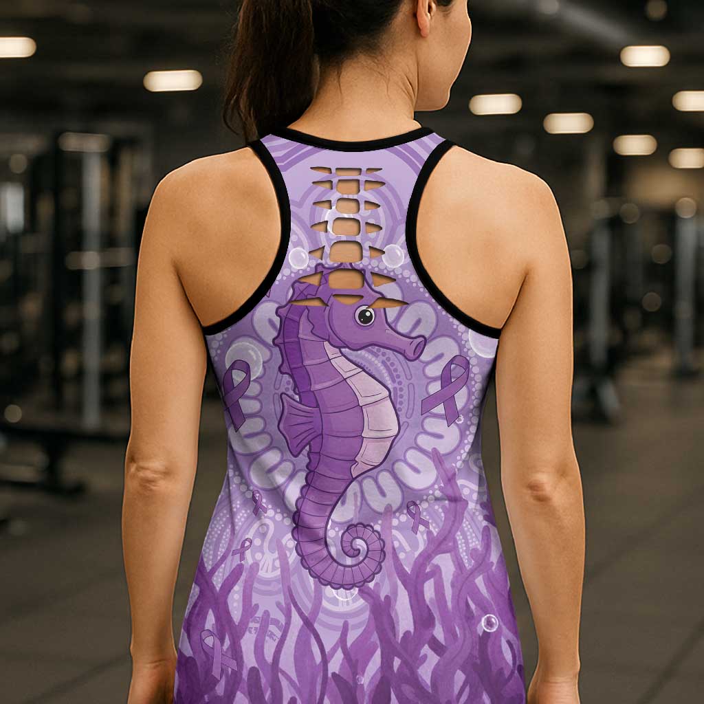 Australia Epilepsy Awareness Hollow Tank Top Seahorse Think Purple Ribbon Aboriginal - Aussie Hoodie