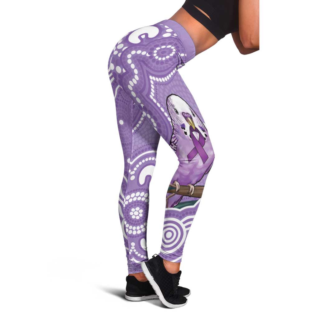 Australia Epilepsy Awareness Leggings Purple Budgerigar Plumeria Aboriginal - Aussie Hoodie