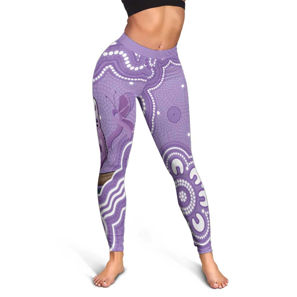 Australia Epilepsy Awareness Leggings Purple Budgerigar Plumeria Aboriginal - Aussie Hoodie
