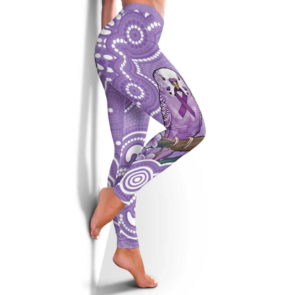 Australia Epilepsy Awareness Leggings Purple Budgerigar Plumeria Aboriginal - Aussie Hoodie