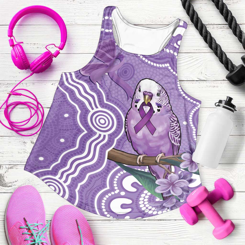 Australia Epilepsy Awareness Women Racerback Tank Purple Budgerigar Plumeria Aboriginal - Aussie Hoodie