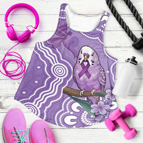 Australia Epilepsy Awareness Women Racerback Tank Purple Budgerigar Plumeria Aboriginal - Aussie Hoodie