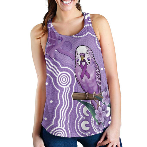 Australia Epilepsy Awareness Women Racerback Tank Purple Budgerigar Plumeria Aboriginal - Aussie Hoodie