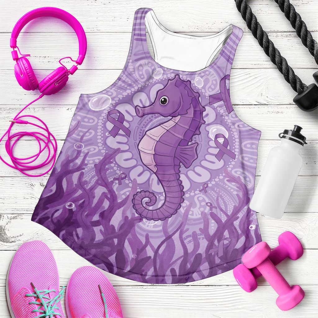 Australia Epilepsy Awareness Women Racerback Tank Seahorse Think Purple Ribbon Aboriginal - Aussie Hoodie