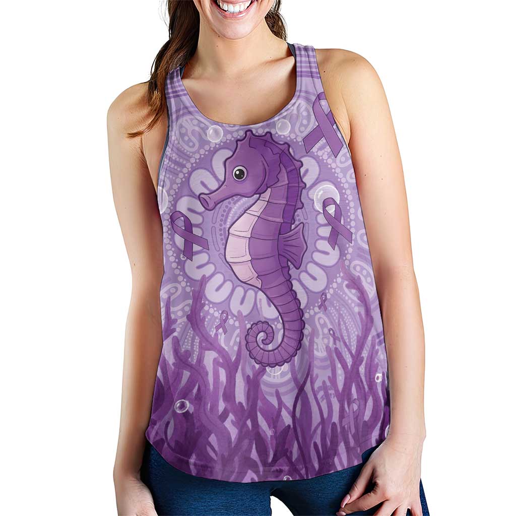 Australia Epilepsy Awareness Women Racerback Tank Seahorse Think Purple Ribbon Aboriginal - Aussie Hoodie