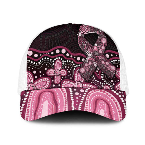 Australia Indigenous Baseball Net Cap Aboriginal Pink Ribbon Art - Aussie Hoodie