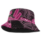 Australia Indigenous Bucket Hat Breast Cancer Pink Robin Bottlebrush Aboriginal Art - Aussie Hoodie