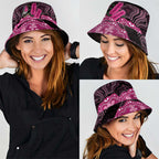 Australia Indigenous Bucket Hat Breast Cancer Pink Robin Bottlebrush Aboriginal Art - Aussie Hoodie