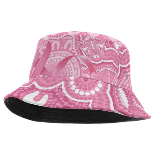 Australia Indigenous Bucket Hat Pink Ribbon Breast Cancer Butterfly Aboriginal - Aussie Hoodie
