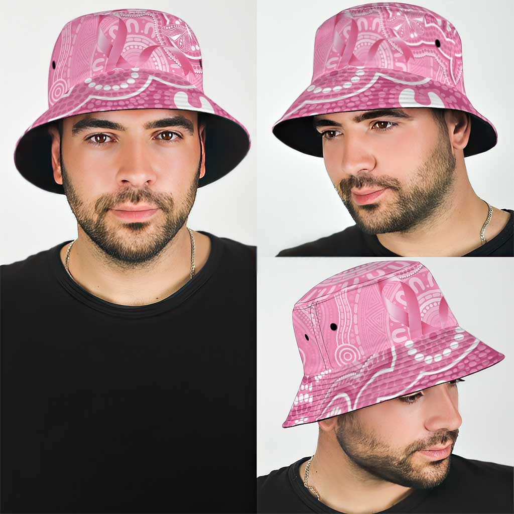 Australia Indigenous Bucket Hat Pink Ribbon Breast Cancer Butterfly Aboriginal - Aussie Hoodie