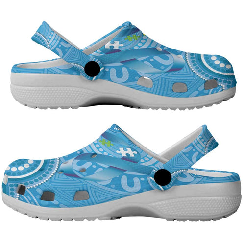 Australia Indigenous Clogs Shoes Blue Ribbon Lizards Autism Awareness - Aussie Hoodie