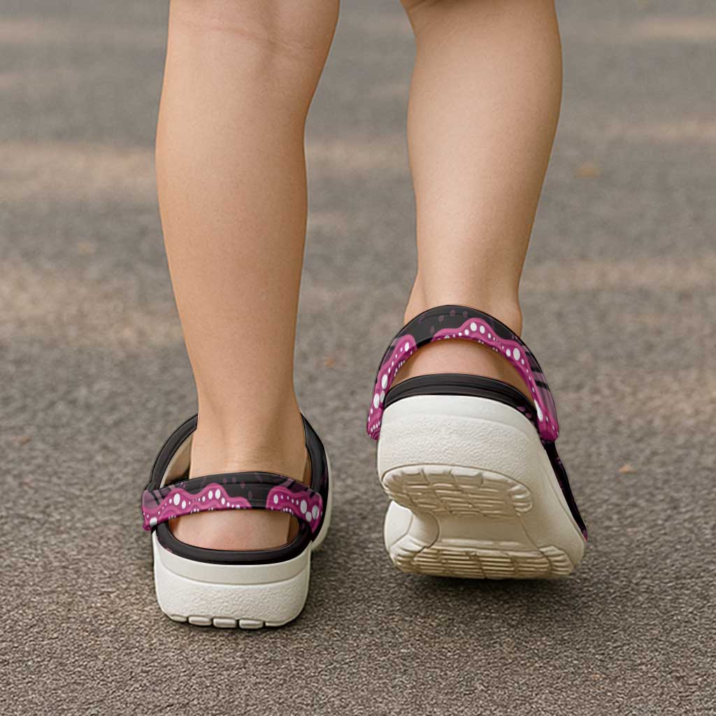 Australia Indigenous Clogs Shoes Breast Cancer Pink Robin Bottlebrush Aboriginal Art - Aussie Hoodie