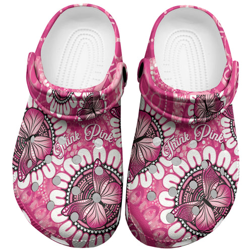 Australia Indigenous Clogs Shoes Breast Cancer Ribbon Think Pink LT14