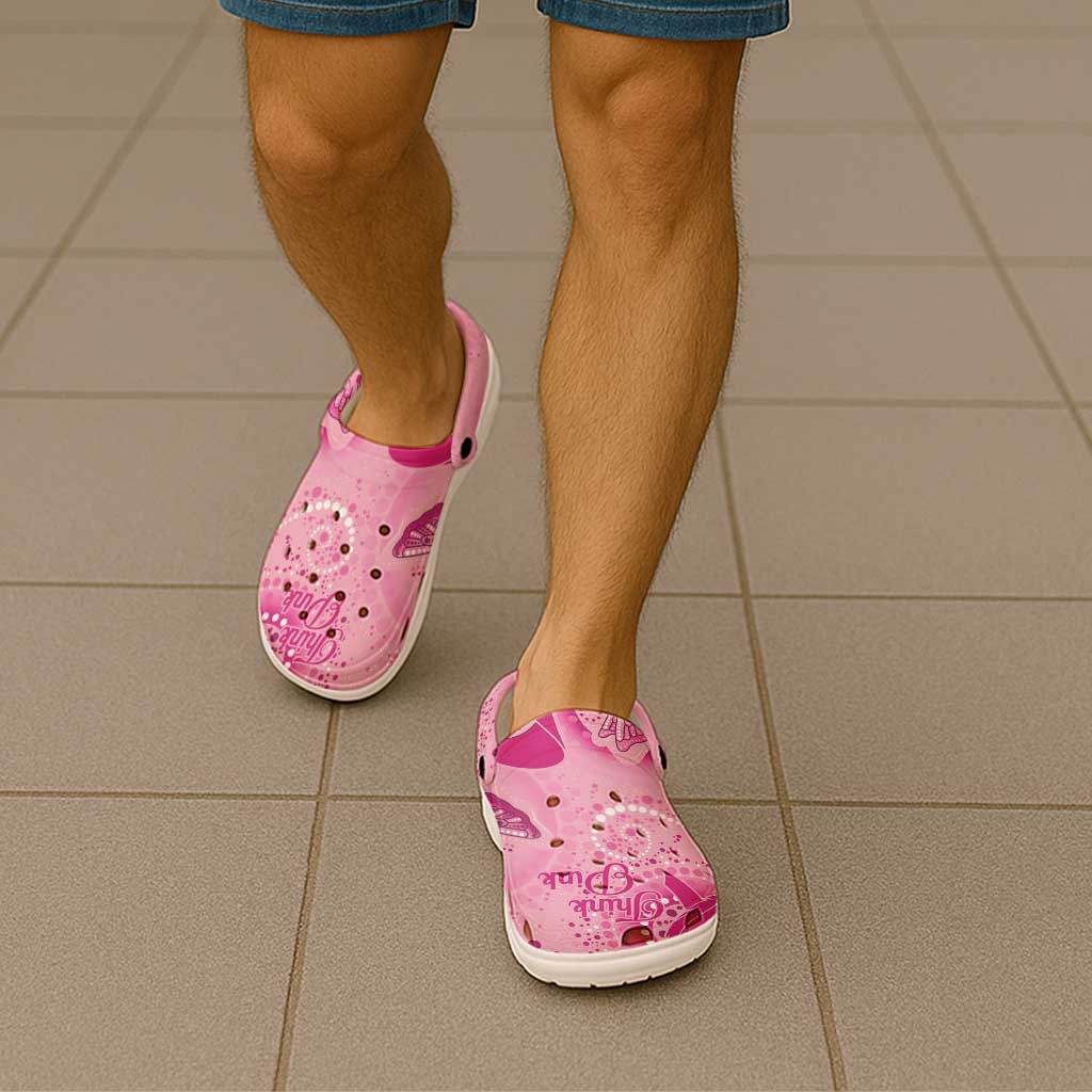 Australia Indigenous Clogs Shoes Breast Cancer Ribbon Think Pink - Aussie Hoodie