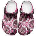 Australia Indigenous Clogs Shoes Breast Cancer Think Pink Ribbon Black Version LT14
