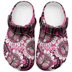 Australia Indigenous Clogs Shoes Breast Cancer Think Pink Ribbon Black Version LT14