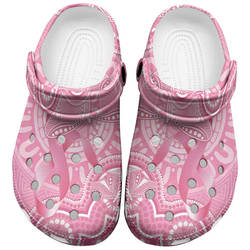 Australia Indigenous Clogs Shoes Pink Ribbon Breast Cancer Butterfly Aboriginal - Aussie Hoodie