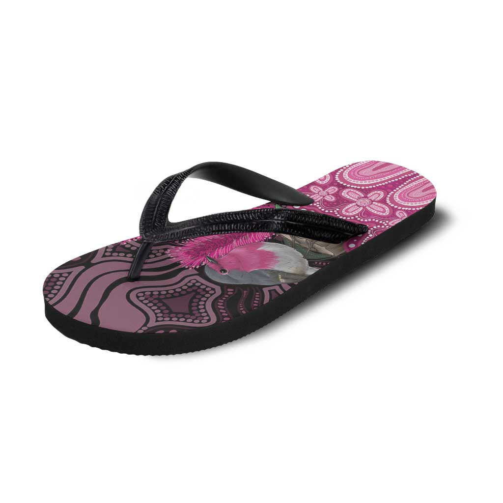 Australia Indigenous Flip Flops Breast Cancer Pink Robin Bottlebrush Aboriginal Art - Aussie Hoodie