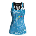 Australia Indigenous Hollow Tank Top Blue Ribbon Lizards Autism Awareness - Aussie Hoodie
