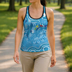 Australia Indigenous Hollow Tank Top Blue Ribbon Lizards Autism Awareness - Aussie Hoodie