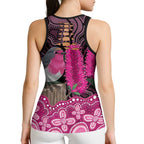 Australia Indigenous Hollow Tank Top Breast Cancer Pink Robin Bottlebrush Aboriginal Art - Aussie Hoodie