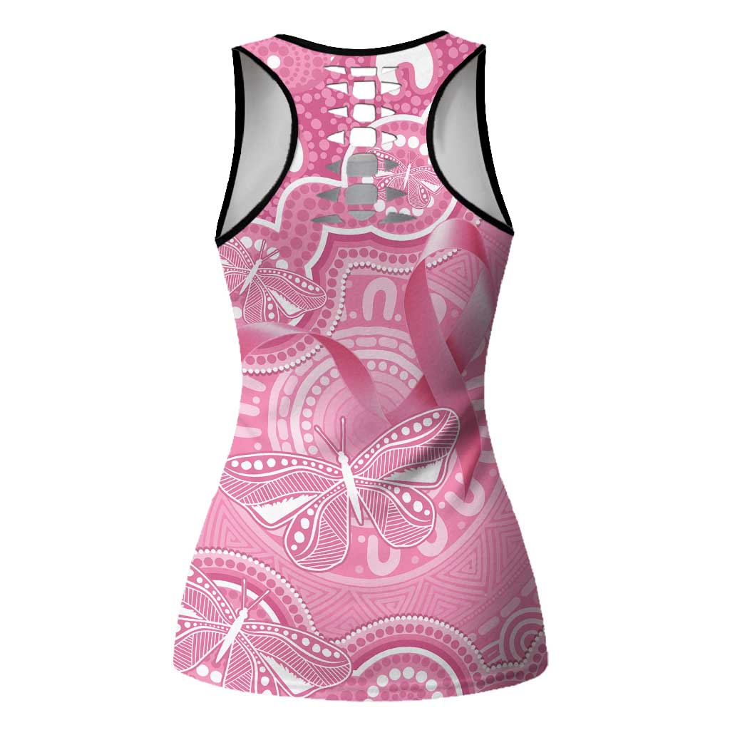 Australia Indigenous Hollow Tank Top Pink Ribbon Breast Cancer Butterfly Aboriginal - Aussie Hoodie