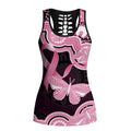 Australia Indigenous Hollow Tank Top Pink Ribbon Breast Cancer Butterfly Aboriginal Black - Aussie Hoodie