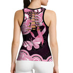 Australia Indigenous Hollow Tank Top Pink Ribbon Breast Cancer Butterfly Aboriginal Black - Aussie Hoodie