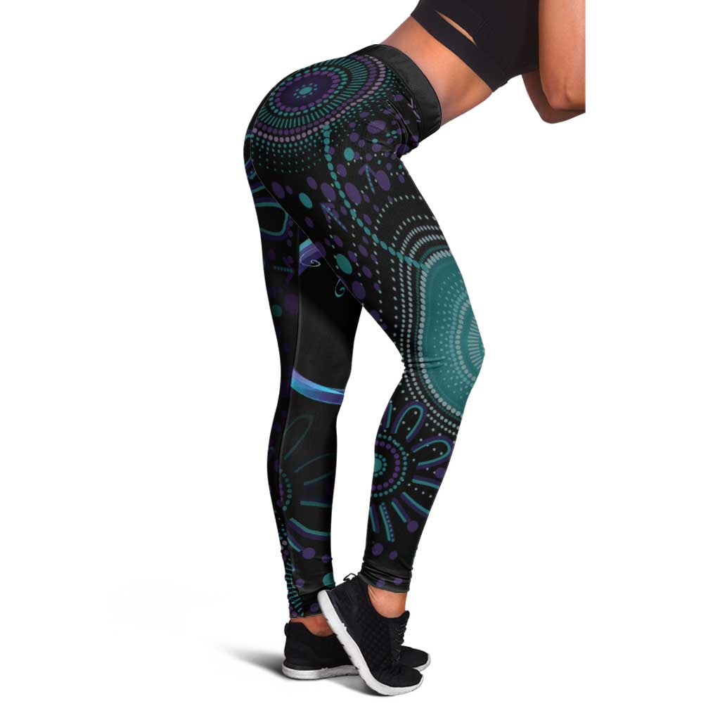Australia Indigenous Infinity Heart Leggings Purple Teal Ribbon You Are Not Alone - Aussie Hoodie