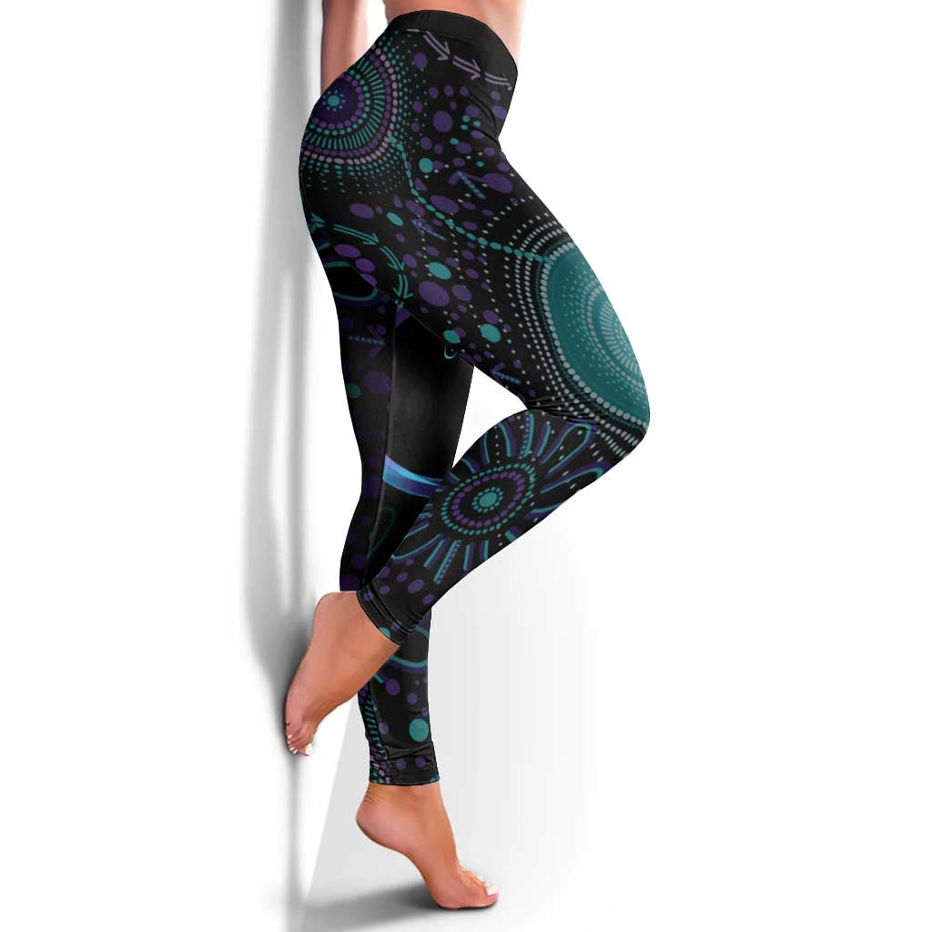 Australia Indigenous Infinity Heart Leggings Purple Teal Ribbon You Are Not Alone - Aussie Hoodie