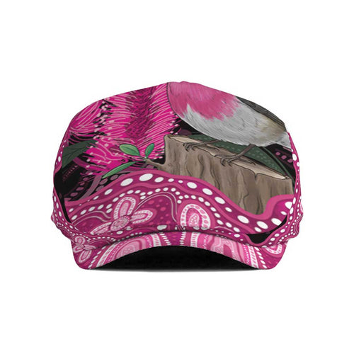 Australia Indigenous Jeff Hat Breast Cancer Pink Robin Bottlebrush Aboriginal Art - Aussie Hoodie