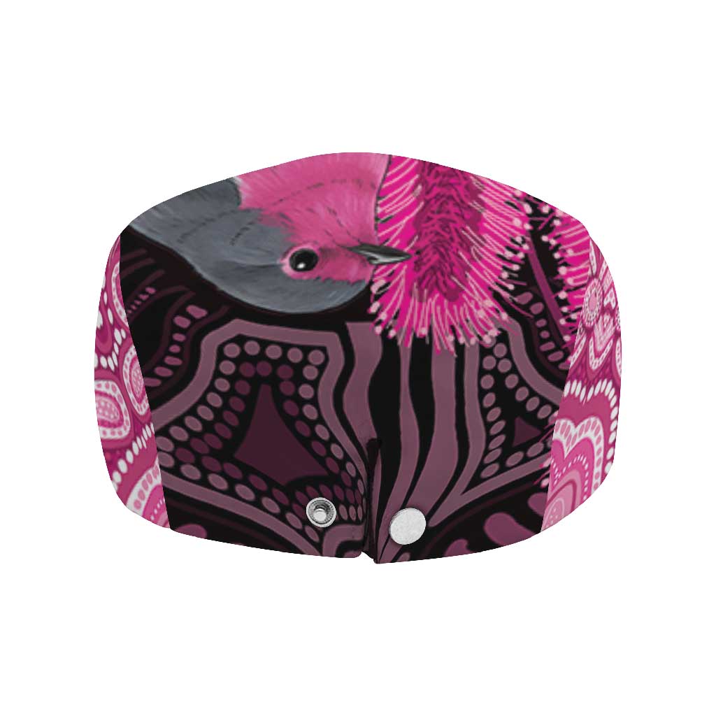Australia Indigenous Jeff Hat Breast Cancer Pink Robin Bottlebrush Aboriginal Art - Aussie Hoodie