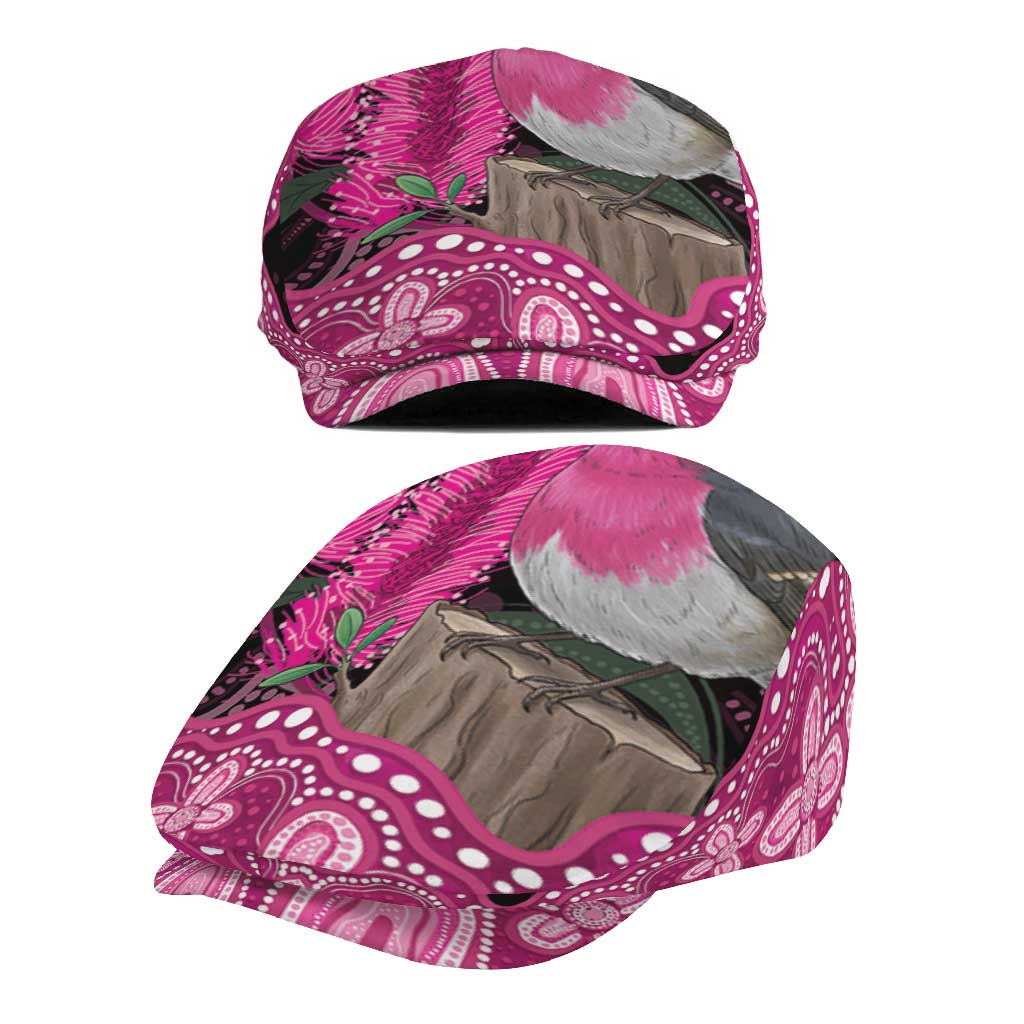 Australia Indigenous Jeff Hat Breast Cancer Pink Robin Bottlebrush Aboriginal Art - Aussie Hoodie